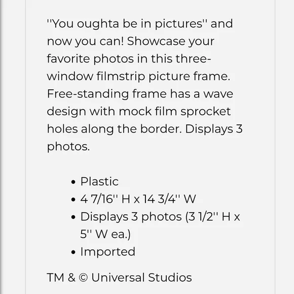Universal Studios Film-Themed Photo Frame - Picture 3 of 7